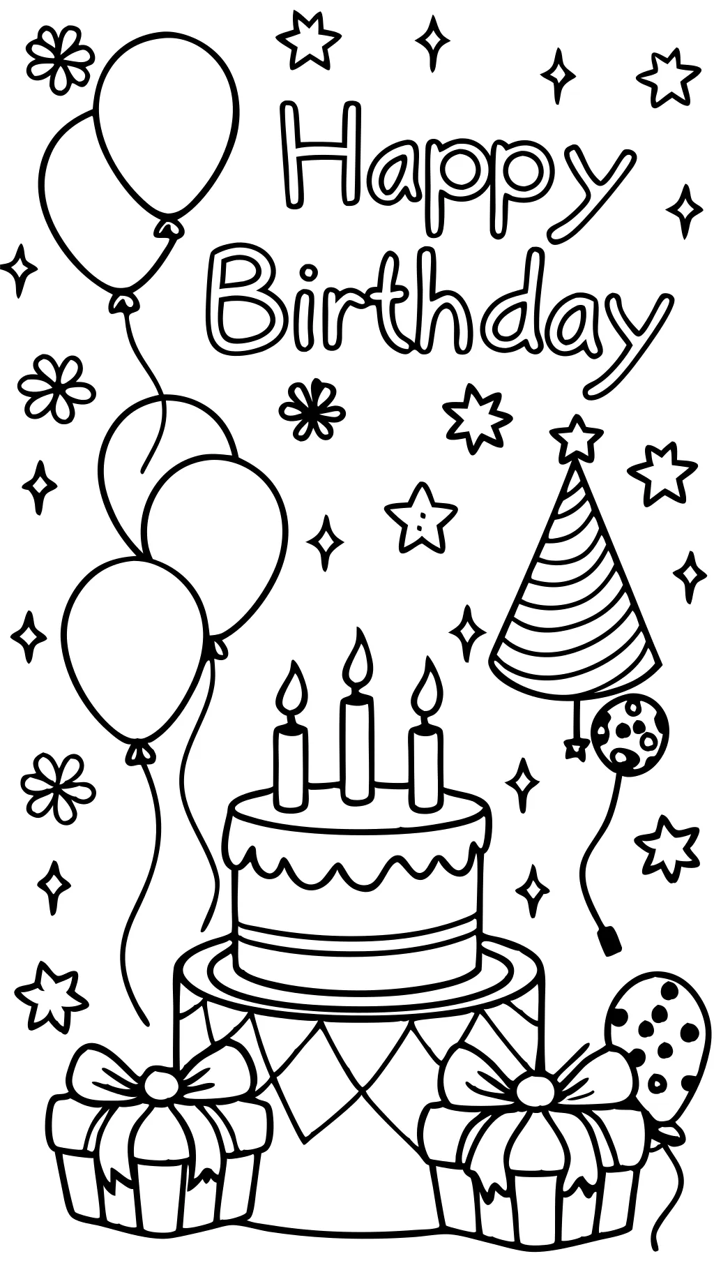 coloring pages for birthday cards